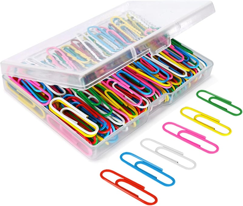 AnutriON Paper Clips, 180 Pack Medium Size Paperclips 1.3 Inch (33mm) Assorted Colored Coated Paper Clips Great for Office School Document Organizing - Image 1